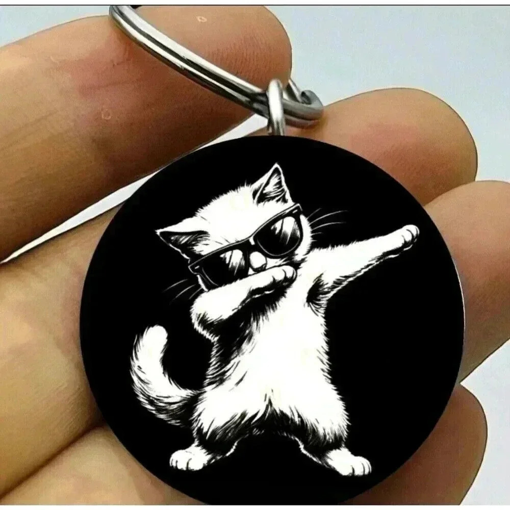 Hot Kitty Cat Sunglasses Dapping Cool Pet Pose Hot Cute Keychain